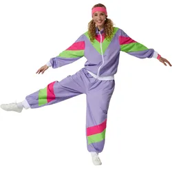 tectake® Damenkostüm Retro 80er 90er Jahre Jogginganzug