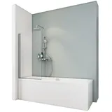 Schulte Duschwand Berlin, 70 cm, 5 mm Sicherheitsglas Duschabtrennung für Badewanne Alu-Natur, ESG Klar Hell, - Grau