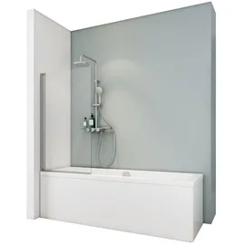 Schulte Duschwand Berlin, 70 cm, 5 mm Sicherheitsglas Duschabtrennung für Badewanne Alu-Natur, ESG Klar Hell, - Grau