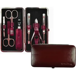 Maniküre-Etui PFEILRING, rot (bordeaux), Nageletuis, 7 tlg., Rindleder