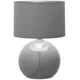 Licht-Erlebnisse Tischlampe Tischleuchte E27 54 cm Grau Graphit Stoff Glas Modern Schlafzimmer Wohnzimmer