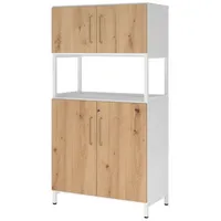 hjh OFFICE PRO FlexWall Kombischrank 4OH 1offen 80 x 40 x 180 weiß/asteiche
