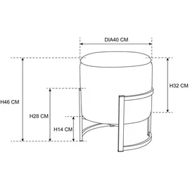 Akord Pouf mit Stauraum Samtstoff Ø 40 cm Schwarz