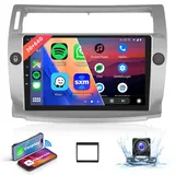 【8 Kern 2+64G】 Hodozzy Carplay Autoradio für Citroën C4 2004-2009/C-QUATRE 2008-2011 Android Autoradio mit Navi,9 Zoll Touchscreen mit Android Auto/WiFi/GPS/RDS/FM/Bluetooth/USB/DSP