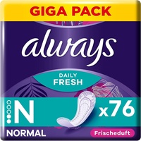 Always Dailies Slipeinlagen Damen Fresh & Protect Normal (76 Binden), Giga Pack, mit dezentem Duft, atmungsaktiv, flexibel und komfortabel mit saugfähigem Kern