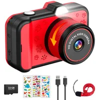 ukuu Kinderkamera mit 3,5" Großem Display, 360° Drehbarem Zoomobjektiv, LED-Blitz & 32GB Karte Kinder von 3-12 Jahren (Blau)