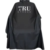 TRU BARBER Umhang, leichter Umhang und wasserdicht, professioneller Salon-Umhang mit Schnappverschluss, Friseurumhang, Friseurumhang, 127 x 147,3 cm (schwarz/weiß), Schwarz, Large - L