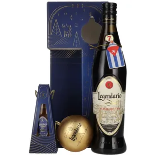 Legendario Elixir de Cuba Felices Fiestas 34,3% Vol. 0,7l in Geschenkbox mit 0,05l-Mini und Weihnachtskugel