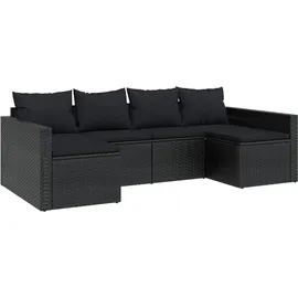 vidaXL 2-tlg. Garten-Lounge-Set mit Kissen Schwarz Poly Rattan