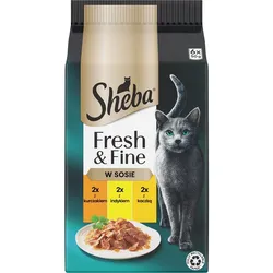 SHEBA Fresh & Fine 6x50 g Katzennassfutter in Sauce mit Huhn, Pute und Ente
