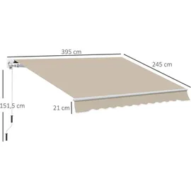 Outsunny Gelenkarmmarkise 395 x 245 x 350 cm beige
