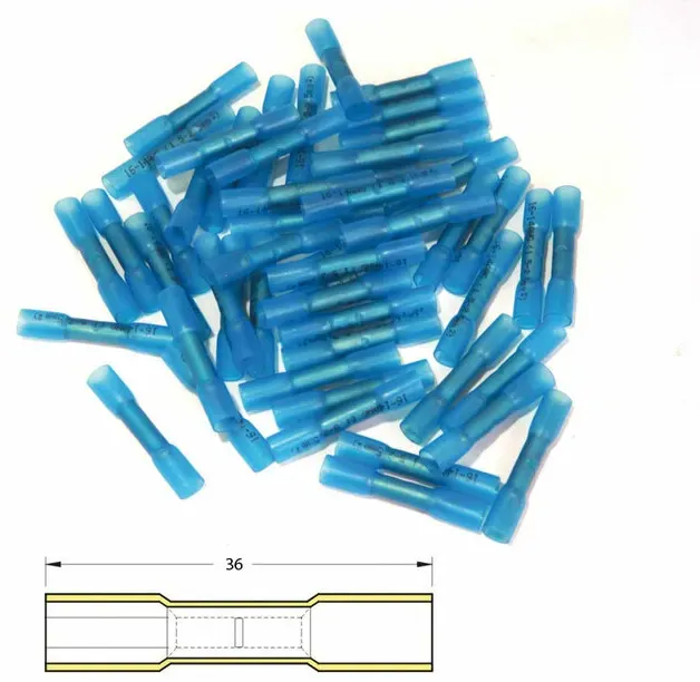Bihr Schrumpfcrimp von Ende zu Ende Ø1,5 / 2,5 mm2 - 50 Stück transparent blau, transparent