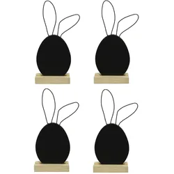 Decoris 4 Kreidetafeln 16cm Osterei Hasenohren Holzständer Aufsteller Osterdeko klein