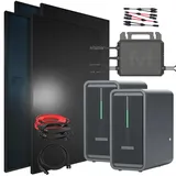SUNNIVA® 1840W Balkonkraftwerk mit 4.48 kWh Speicher Marstek 2x B2500-D, BIFAZIAL FULLBLACK komplett Steckdose, PV Solaranlage Komplettset mit Solarspeicher, 4x 460W N-Type Glas-Glas Bifacial Module