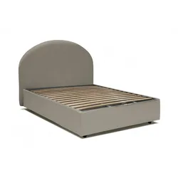 Dmora Quadratisches und halbes Bett Clotilde, Containerbett mit Kunstlederbezug, 100% Made in Italy, passend für Matratze Cm 120x190, Turteltaube