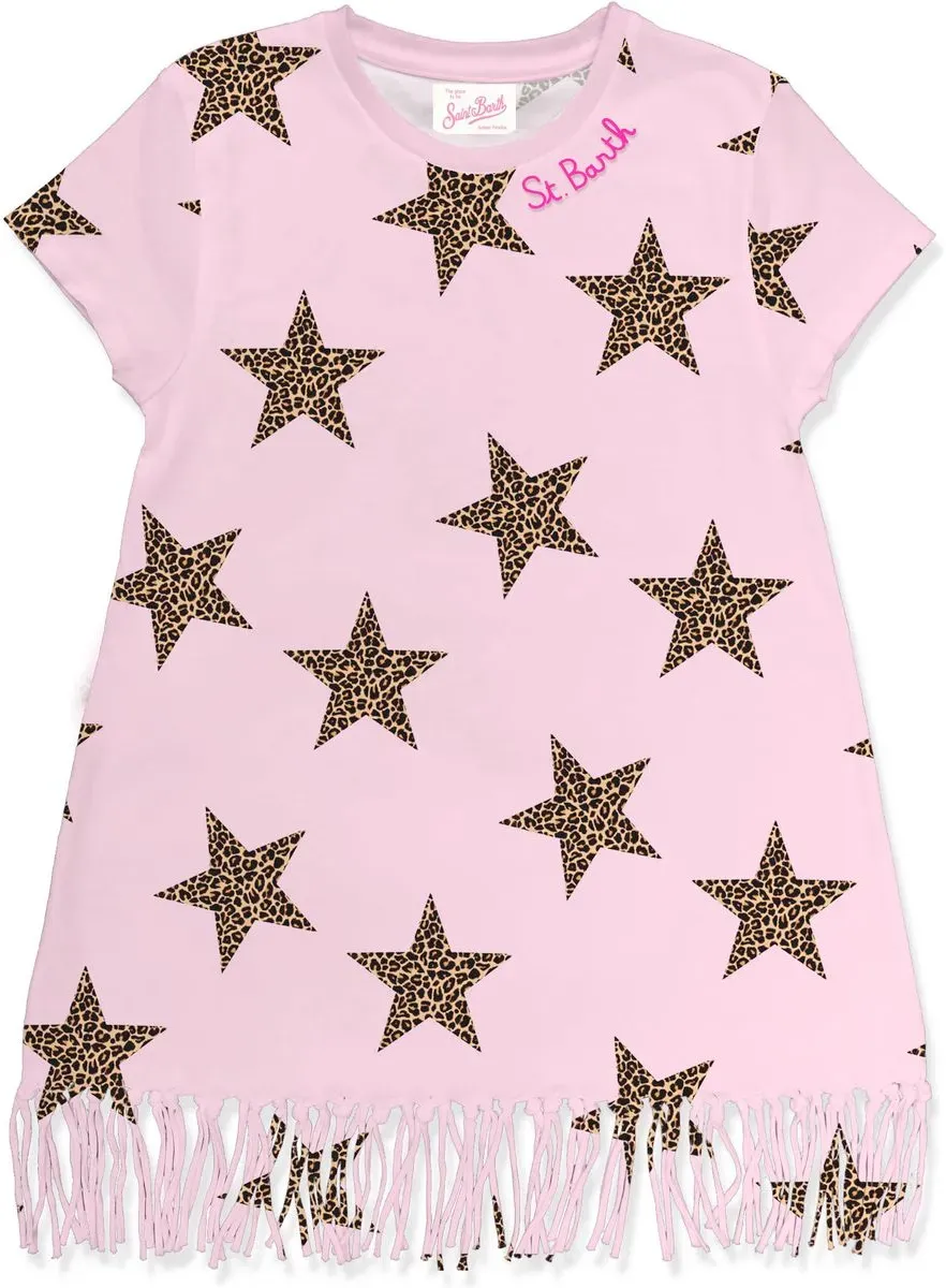 MC2 Saint Barth Abbey Girl Dress With Fringe pastelstar leopard 20 emb (03860L) 14 yrs
