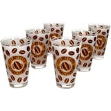 6er Set Cremona Latte Macchiato Gläser I Orange I 240 ml I Milchglas-Optik mit Kaffeebohnen und Aufschrift I Alternativ für Milchkaffee, Café au Lait, Kakao, Chai Latte & Co