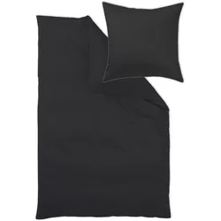Bettwäsche CURT BAUER "Arezzo", schwarz (ebenholz), B/L: 155cm x 220cm, , Mako-Brokat-Damast, B/L: 80cm x 80cm, Mako-Brokat-Damast, Obermaterial: 100% Baumwolle, Bettwäsche, dreidimensionales Waffelmuster