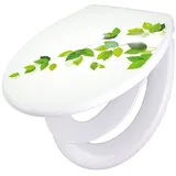 Banjado Familien WC Sitz Mit Absenkautomatik Universeller Klodeckel Mit Kindersitz Hochwertiges Polypropylen Mit Motiv Ranke Gelb Weiß