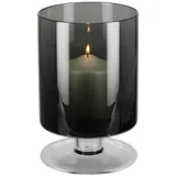 Fink "Viana" grau, - H. 23 cm edler auf Fuß stehender Stumpenkerzenhalter