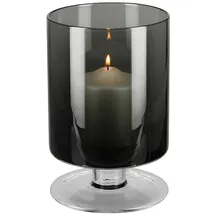 Fink "Viana" grau, - H. 23 cm edler auf Fuß stehender Stumpenkerzenhalter