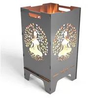 Mocavi Feuertonne Lebensbaum 73 cm 3 mm Stahl Feuerschale Feuerkorb massiv robust sicher Design-Brenntonne für Garten und Terrasse groß eckig hohe Feuerstelle Outdoor hitzefest Feuersäule Feuerfass