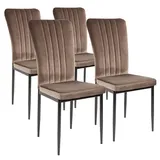 Albatros Esszimmerstühle mit Samt-Bezug 4er Set MODENA, Braun - Stilvolles Vintage Design, Eleganter Polsterstuhl am Esstisch - Küchenstuhl oder Stuhl