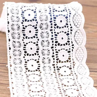 Yulakes 2 Yard 11cm Weiß Baumwolle spitzenband Vintage Häkelband Spitze Borte Häkelspitze Häkel-Borte Spitzenband für Nähen Handwerk Hochzeit Deko Scrapbooking Geschenkbox (Weiß)