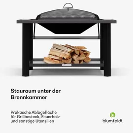 Blumfeldt Merano Avanzato 3-in-1-Feuerschale mit Grillfunktion als Tisch, nutzbar 87 x 87 cm Steingrau
