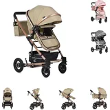 Moni Kinderwagen Gigi Babywanne umbaubar Sportsitz Wickeltasche Getränkehalter beige