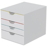 Durable VARICOLOR MIX 4 Fächer, mit Etiketten zur Beschriftung, mehrfarbig, 762427 Schubladenbox A4, DIN C4 Anzahl der Schubfächer: 4