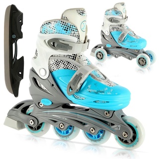 Nils Extreme Inlineskates Rollschuhe Schlittschuhe 4in1 verstellbar Inliner Skates NH18331 (S, Blau)