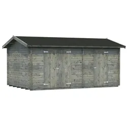 PALMAKO Blockbohlenhaus »Jari«, Holz, BxHxT: 550 x 251 x 300 cm (Außenmaße inkl. Dachüberstand) - grau