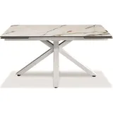 Ausziehbarer Tisch von 160 cm auf 240 cm, moderne Keramikplatte auf gehärtetem Glas aus Calacatta-Marmor Borghini - Weiß