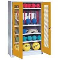 C+P Sportgeräteschrank mit Lochblech-Flügeltüren (Typ 2), HxBxT 195x120x50 cm,