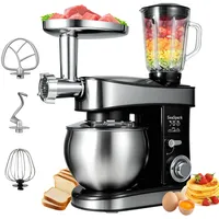 SeaSpark Küchenmaschine, 6 L Knetmaschine 1200W, 6 Geschwindigkeits Küchenmaschine, Teigmaschine mit Rührhaken, Knethaken, Schneebesen und Spritzschutz, Schwarz