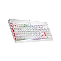 EagleTec KG010 Pro Mechanische Gaming Tastatur, LED RGB Beleuchtet, 104 Tasten, mit Braunen Schaltern Für PC Gamer und Büro, Deutsch QWERTZ (Weiß)