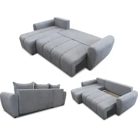 Sofnet Ecksofa Cleo L mit Schlaffunktion - Sofa mit Bettkasten, Polsterecke, Couchgarnitur, Eckcouch, L-Form Couch, Sofagarnitur - Ottomane Universal Grau