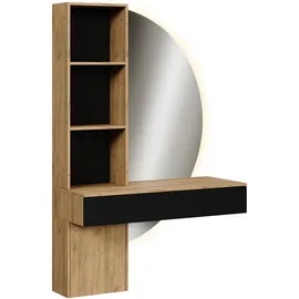 Vicco Schminktisch Melora, Eiche/Schwarz, 100 cm mit LED-Spiegel (100 x 40 x 155 cm)