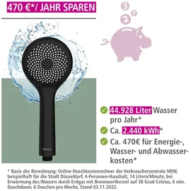 Wenko Duschkopf Watersaving Ø 9,5 cm schwarz