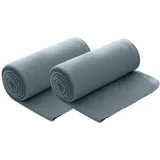 Wometo 2er Set Polar Fleecedecke oekoTex 130x160 ca. 400g mit Anti-Pilling und Kettelrand grau