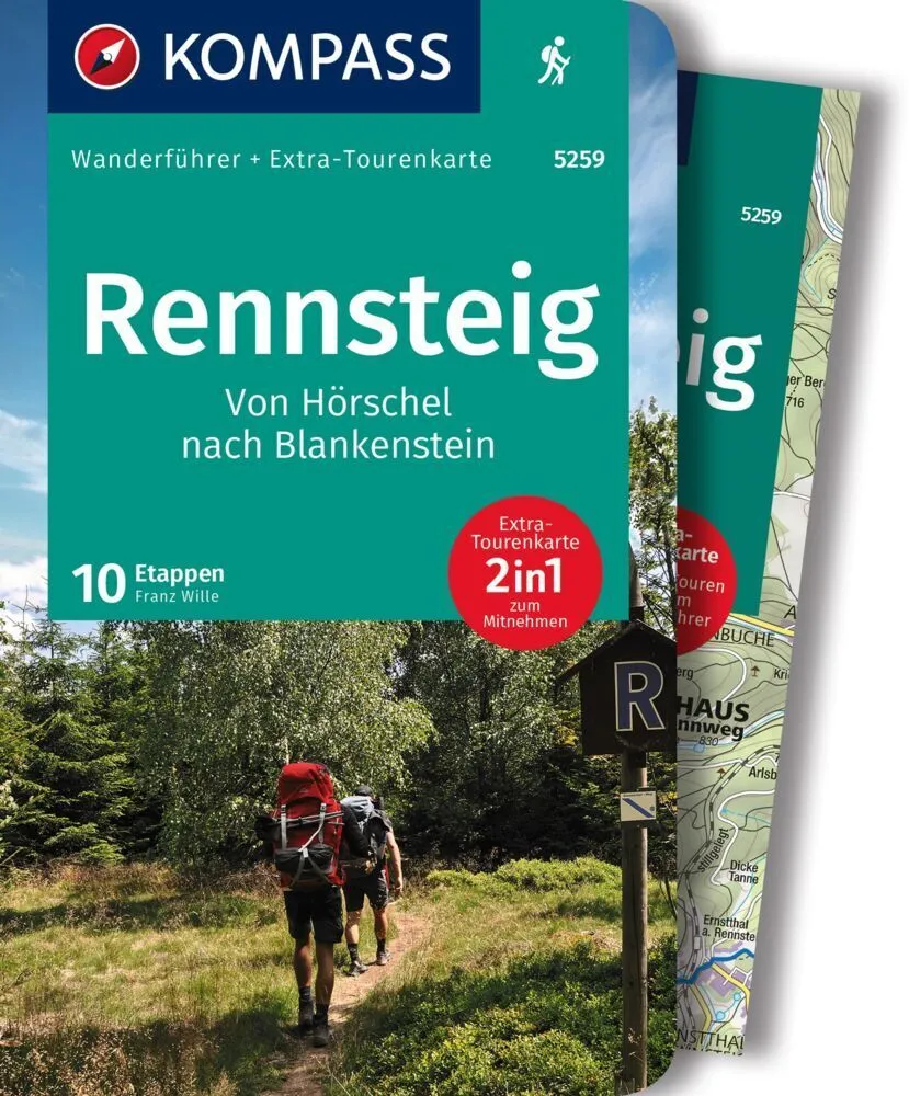 Kompass Wanderführer Rennsteig  10 Etappen Mit Extra-Tourenkarte - Franz Wille  Kartoniert (TB)