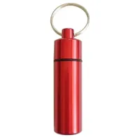 3er Set Pillendosen Pillen Box, Metall Pillendose Klein mit Schlüsselanhänger Tablettenbox Wasserdichte Pillendose Kleine Tablettendose für Unterwegs Pillenflasche für Reise Camping,Rot