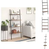 Vidaxl - Bücherregale & Bücherschränke - Living Leiterregal mit 4 Böden Dunkelbraun und Schwarz 64x34x150,5 cm - Braun