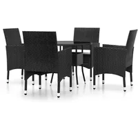 vidaXL 5-tlg Garten-Essgruppe Poly Rattan Schwarz