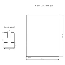 FA-Bausysteme Walk-In Glas Dusche Vollsatiniert 130 cm