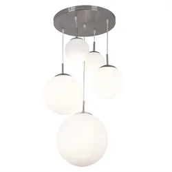 Decken Pendel Leuchte 5 Glas Kugeln Chrom Design Hänge Lampe Wohn Ess Schlaf Zimmer Beleuchtung im Set inklusive LED Leuchtmittel
