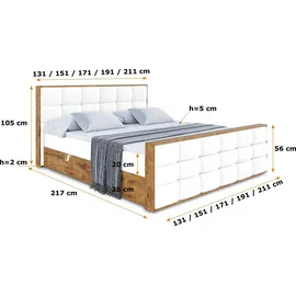 altdecor Boxbett 180 x 200 cm H3 Weiß