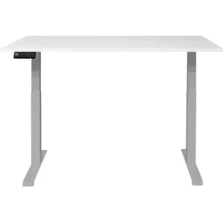 Schreibtisch MÄUSBACHER "Big System Office", silber (silber, weiß matt lack, silber, weiß matt lack), B:120cm, Tische, Breite 120 cm, elektrisch höhenverstellbar