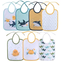 Baby Care Babylatz 7-teiliges Set, zweilagig, waschbar, Bindebänder, ab Geburt bunt